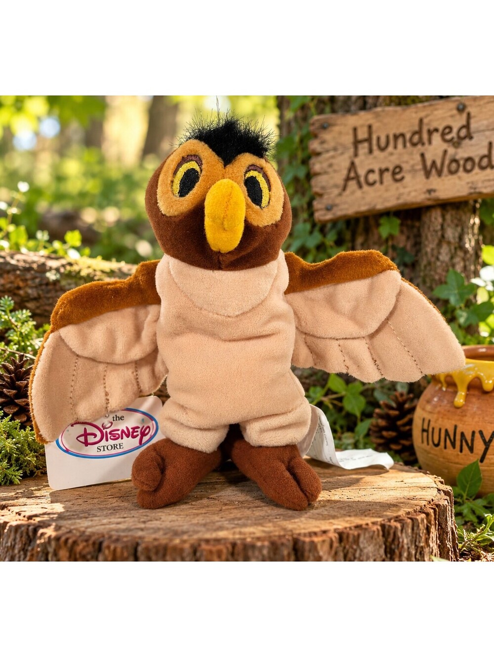 Vintage 1990s Disney Store Winnie the Pooh Owl 7" Mini Bean Bag Plush NWT